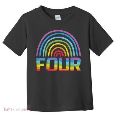 4th Birthday Gift Rainbow Fan 4 Years Old 4 Bday Toddler T-Shirt