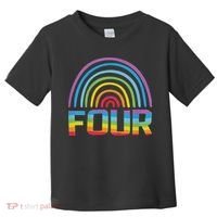 4th Birthday Gift Rainbow Fan 4 Years Old 4 Bday Toddler T-Shirt thumb 0