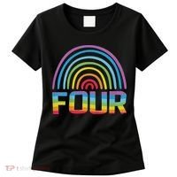 4th Birthday Gift Rainbow Fan 4 Years Old 4 Bday Women's T-Shirt thumb 0