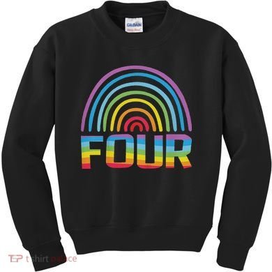 4th Birthday Gift Rainbow Fan 4 Years Old 4 Bday Kids Sweatshirt