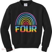 4th Birthday Gift Rainbow Fan 4 Years Old 4 Bday Kids Sweatshirt thumb 0