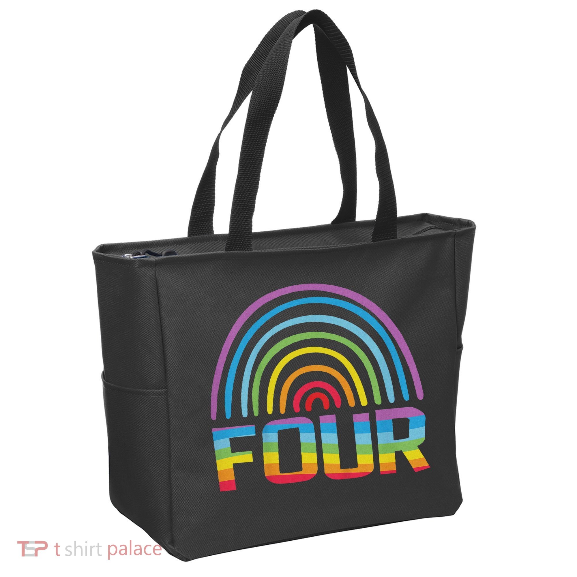 4th Birthday Gift Rainbow Fan 4 Years Old 4 Bday Tote Bag
