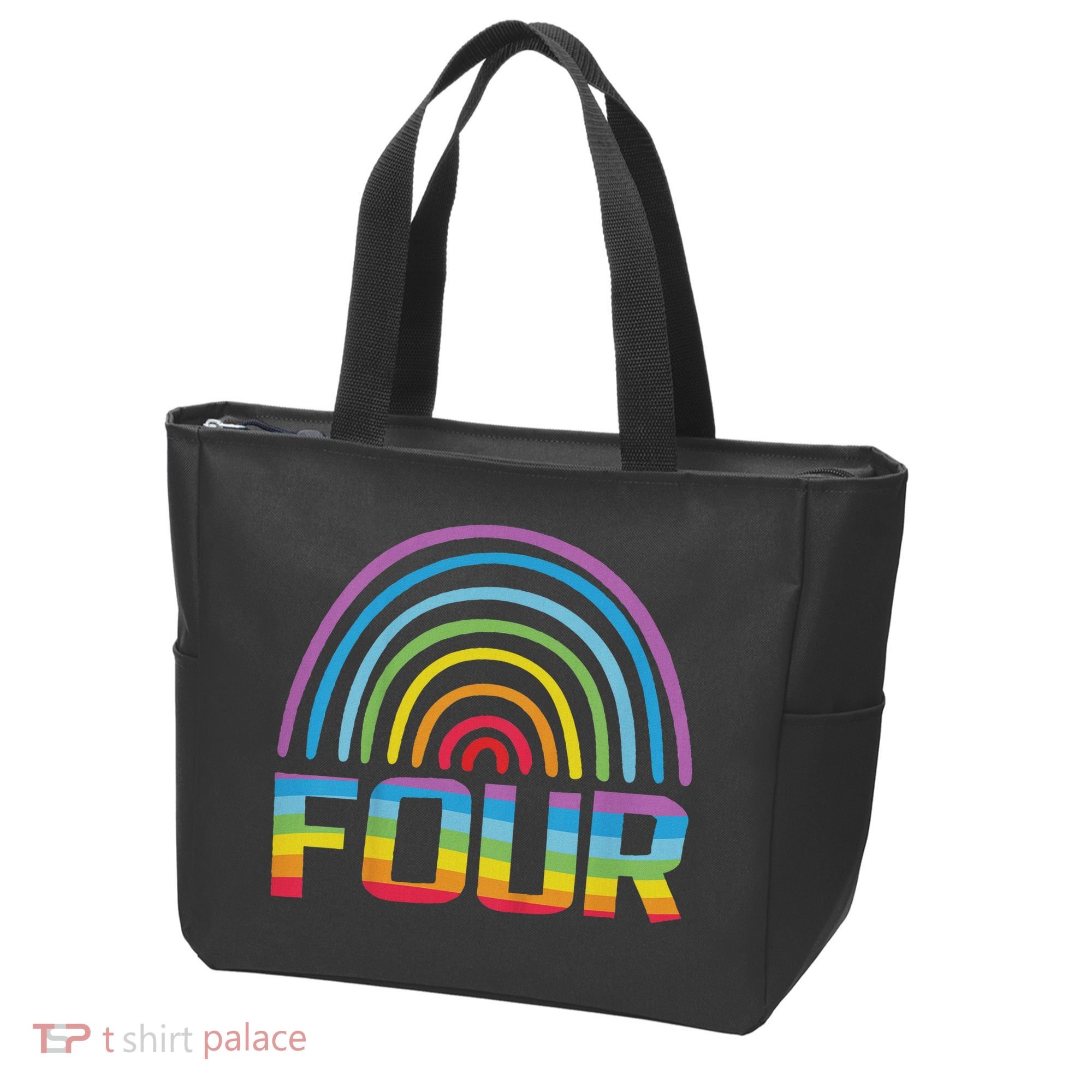 4th Birthday Gift Rainbow Fan 4 Years Old 4 Bday Tote Bag
