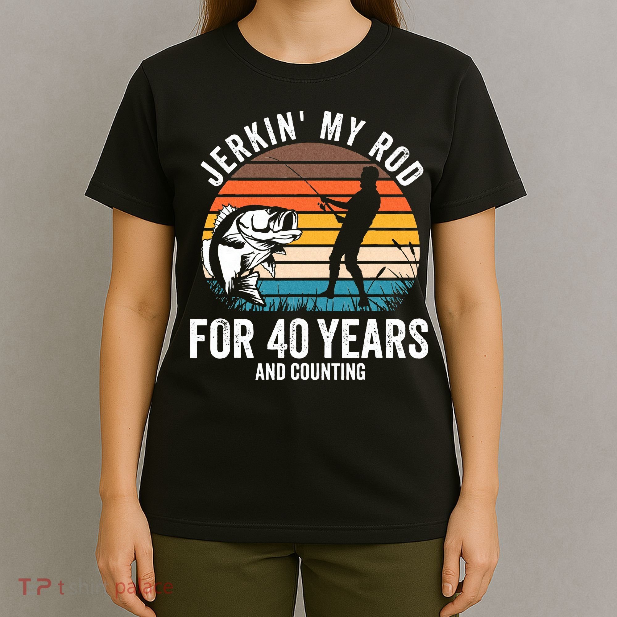 40th Birthday Gift For Fisherman Funny Fishing 40 Bday T-Shirt