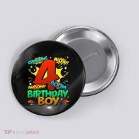 4th Birthday Kids Comic Style Kids 4 Year Old Gifts Button thumb 0