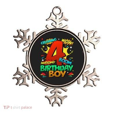 4th Birthday Kids Comic Style Kids 4 Year Old Gifts Ornament