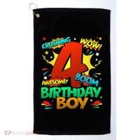 4th Birthday Kids Comic Style Kids 4 Year Old Gifts Golf Towel thumb 0