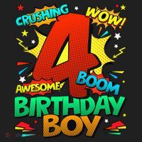 4th Birthday Kids Comic Style Kids 4 Year Old Gifts Golf Towel thumb 3