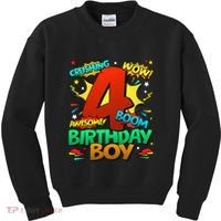 4th Birthday Kids Comic Style Kids 4 Year Old Gifts Kids Sweatshirt thumb 0