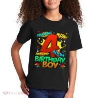 4th Birthday Kids Comic Style Kids 4 Year Old Gifts Kids T-Shirt thumb 2