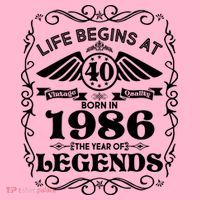 40th Birthday Life Begins At 40 Born In 1986 The Year Of Legends T-Shirt thumb 7