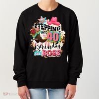 40th Birthday Like A Boss Rodeo Cowboy Funny Cute Women's Sweatshirt thumb 0