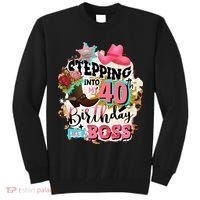 40th Birthday Like A Boss Rodeo Cowboy Funny Cute Tall Sweatshirt thumb 0
