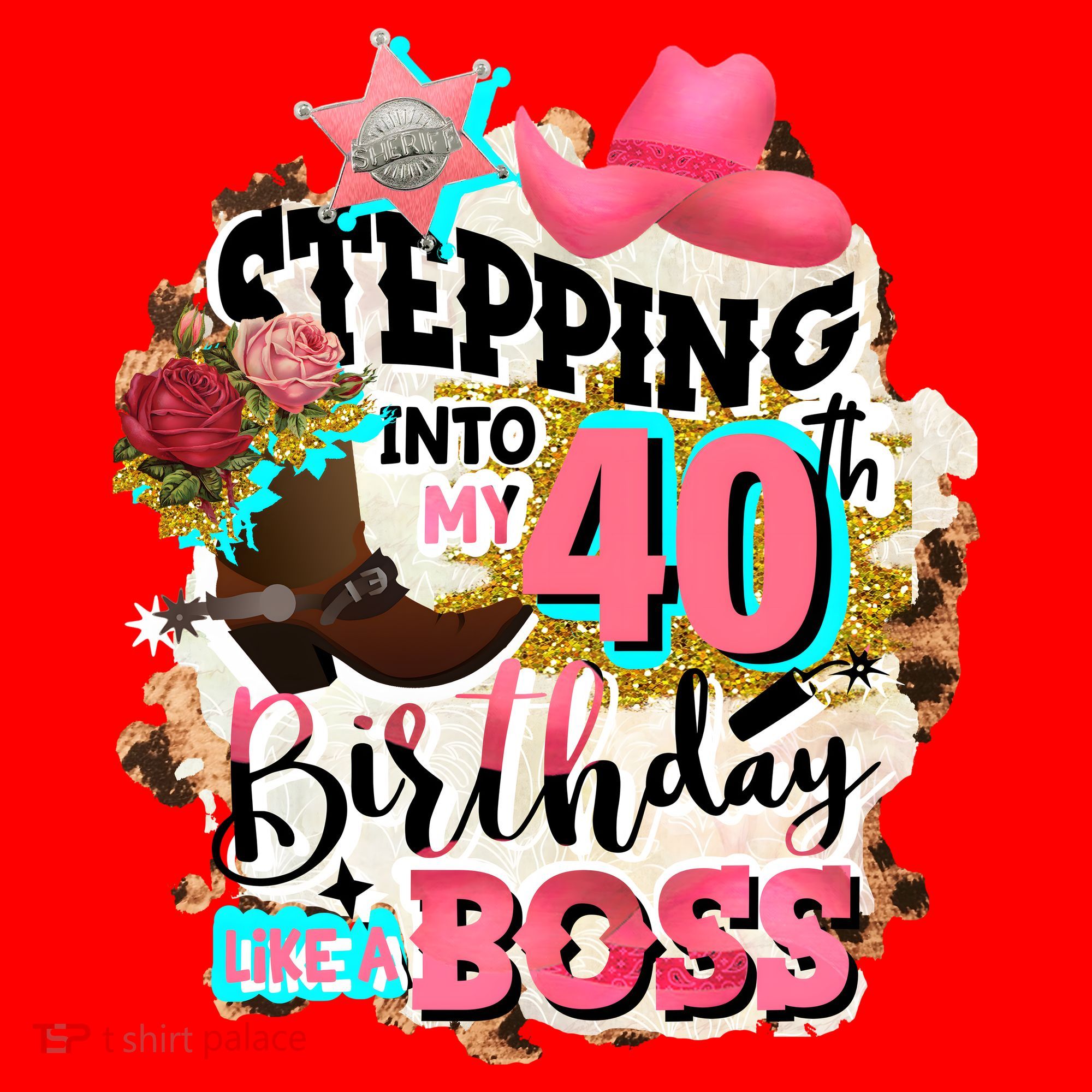40th Birthday Like A Boss Rodeo Cowboy Funny Cute Santa Hat