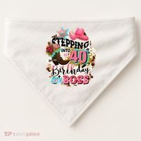 40th Birthday Like A Boss Rodeo Cowboy Funny Cute USA-Made Doggie Bandana thumb 0