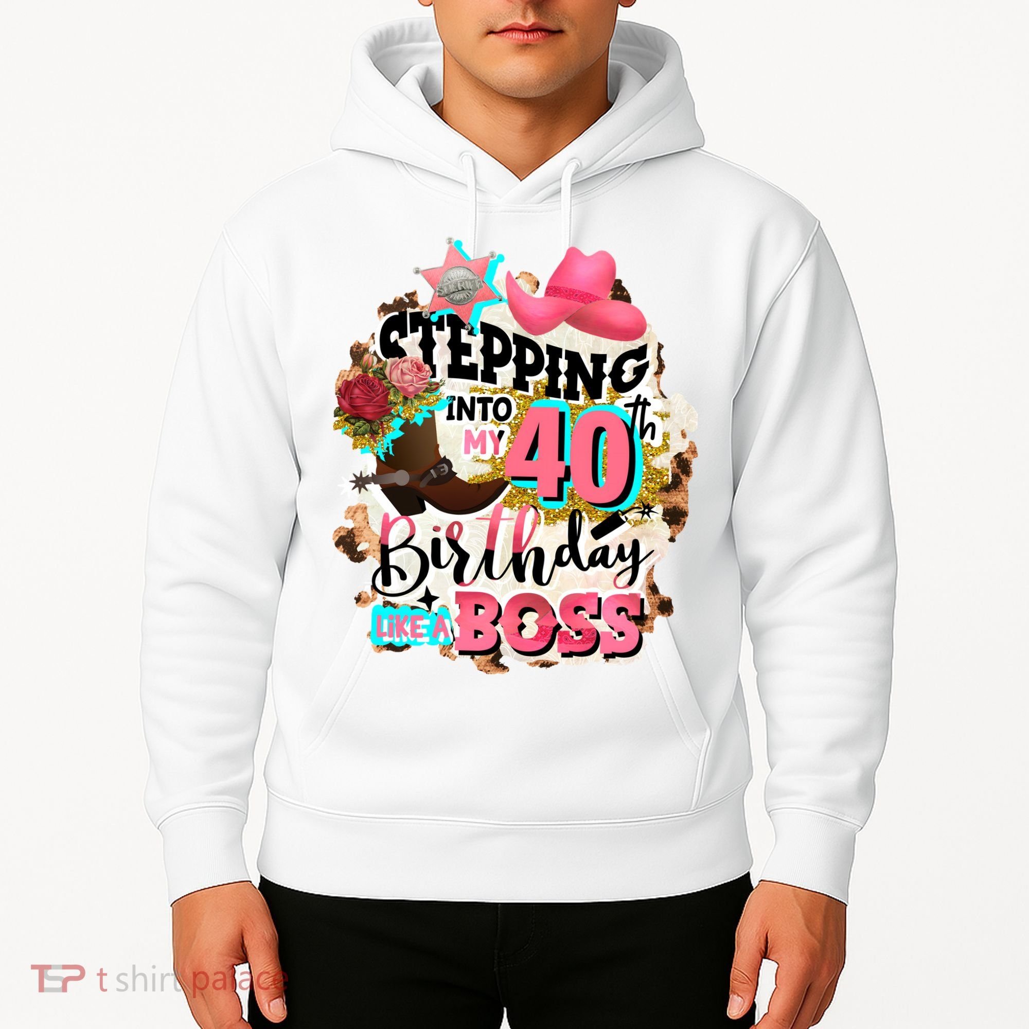 40th Birthday Like A Boss Rodeo Cowboy Funny Cute Hoodie
