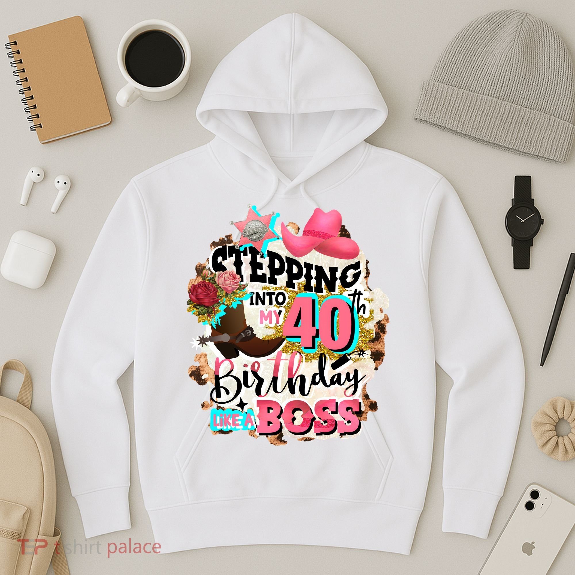 40th Birthday Like A Boss Rodeo Cowboy Funny Cute Hoodie