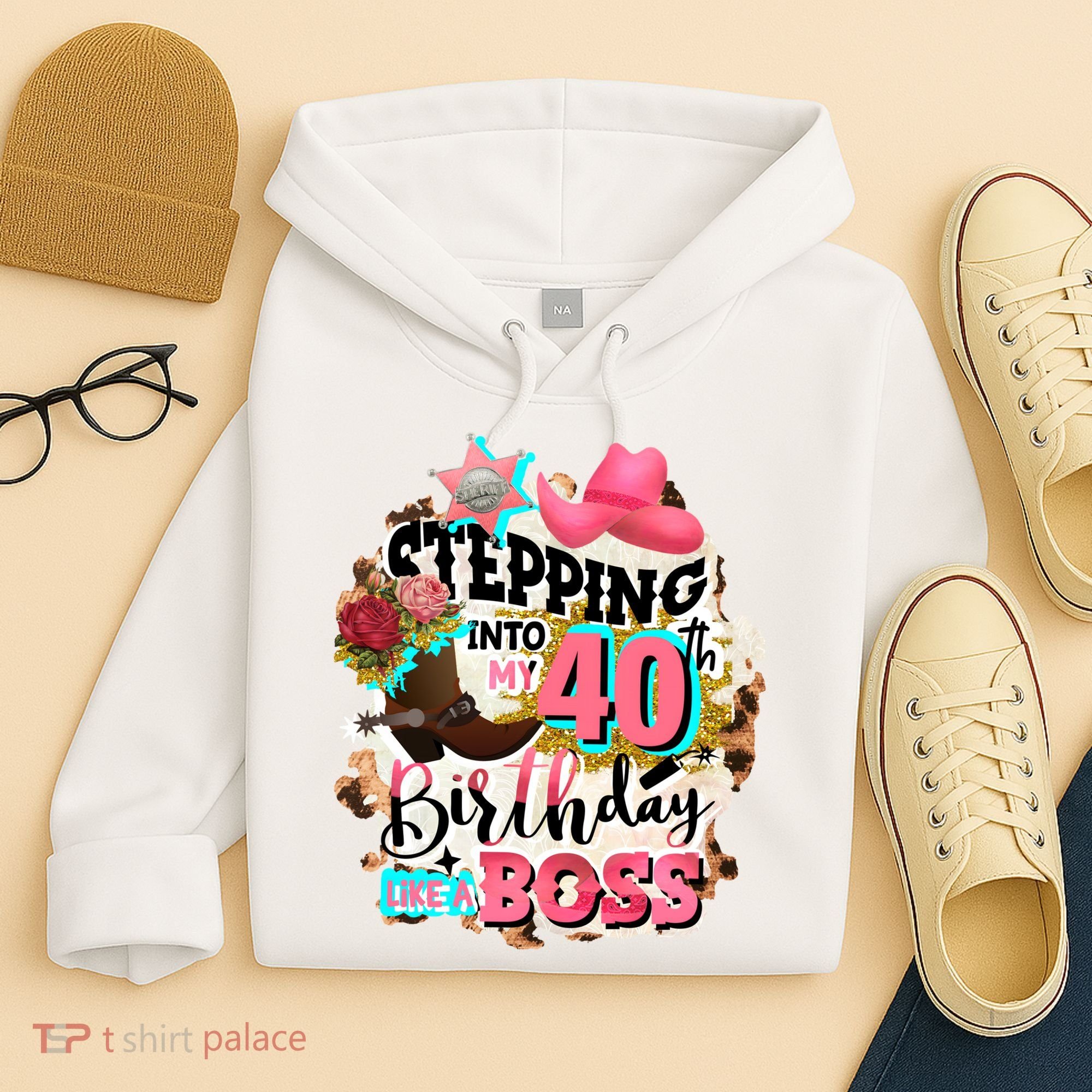40th Birthday Like A Boss Rodeo Cowboy Funny Cute Hoodie