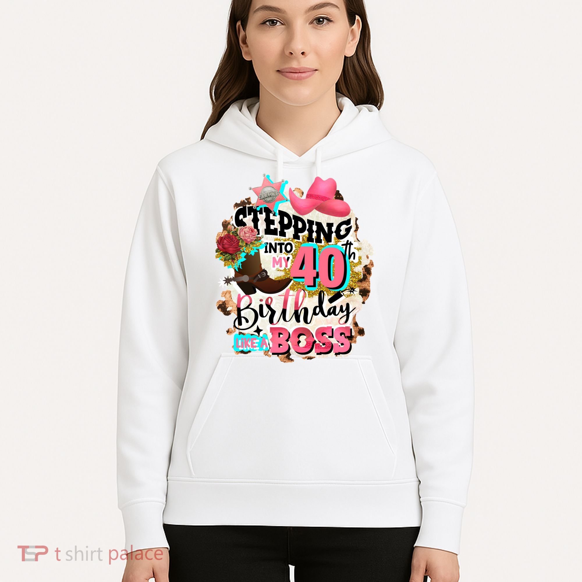 40th Birthday Like A Boss Rodeo Cowboy Funny Cute Hoodie