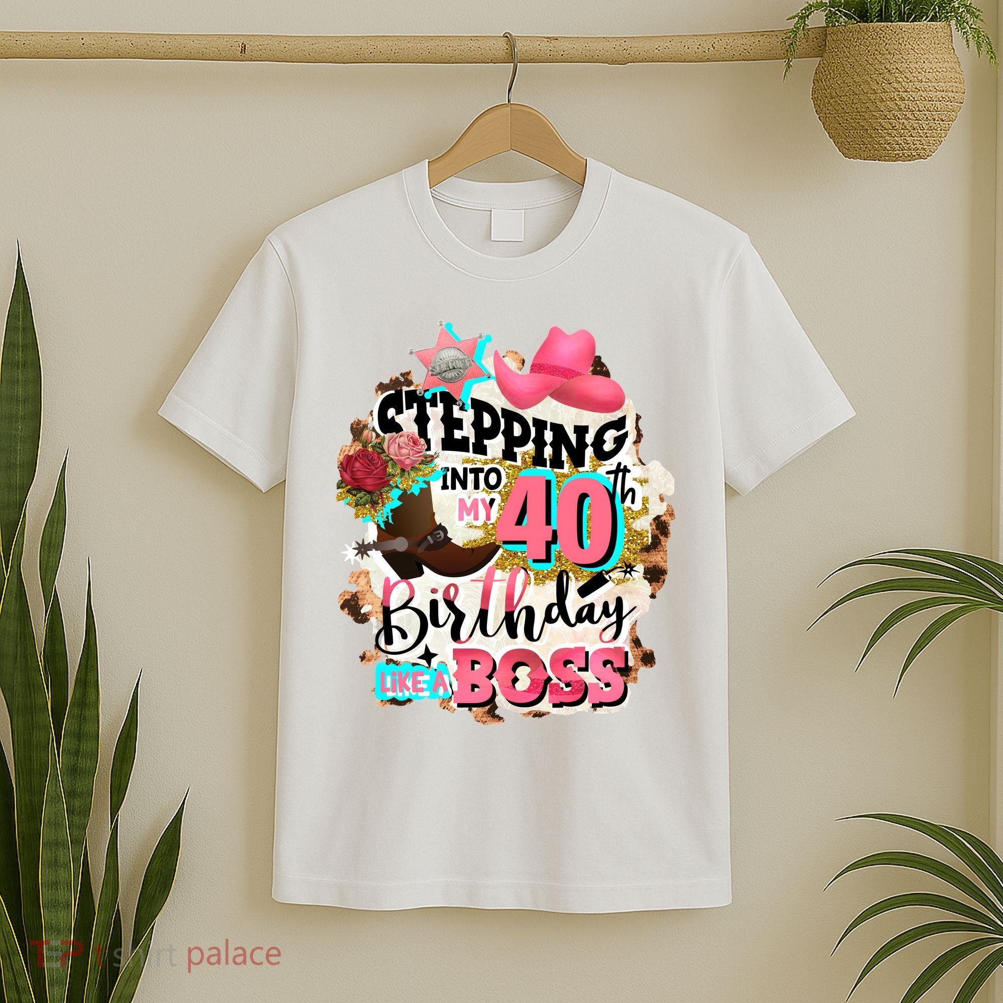 40th Birthday Like A Boss Rodeo Cowboy Funny Cute T-Shirt
