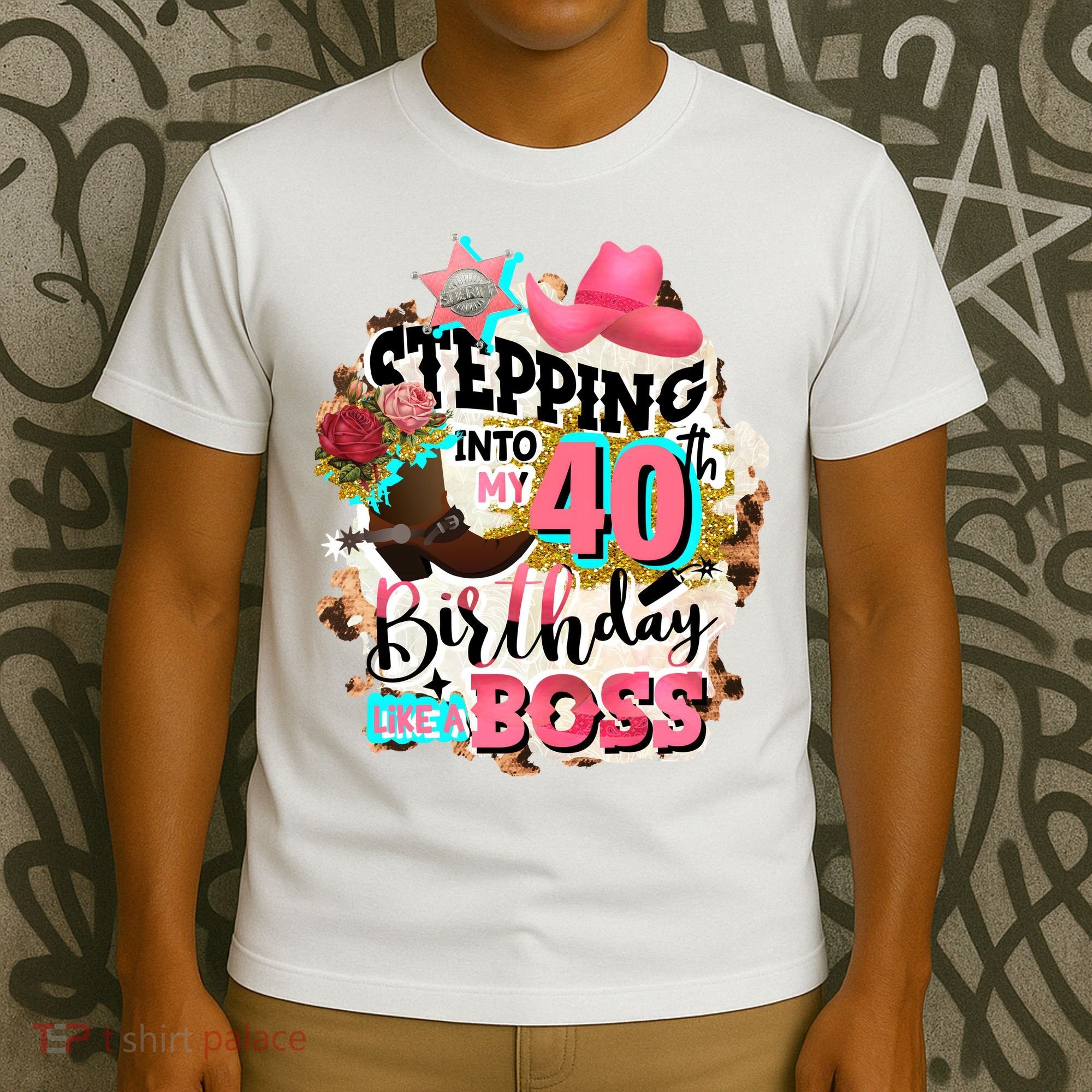 40th Birthday Like A Boss Rodeo Cowboy Funny Cute T-Shirt