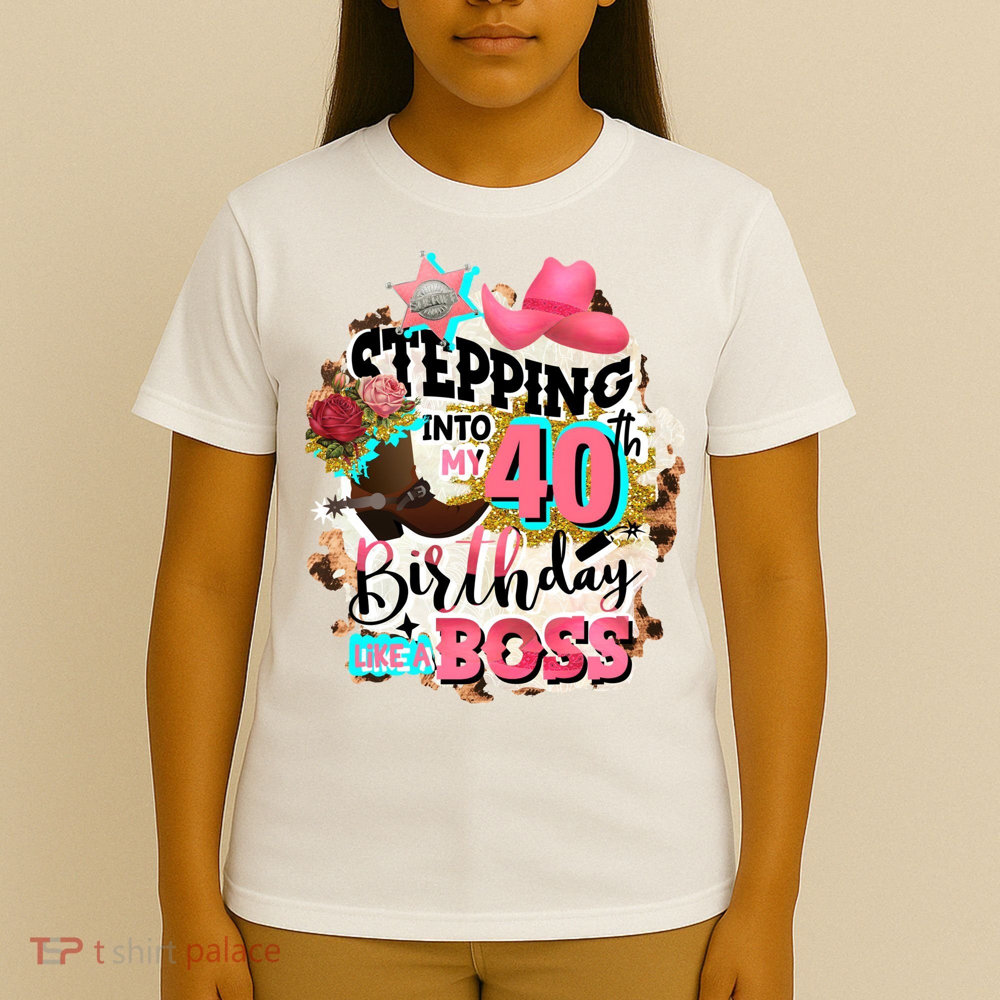 40th Birthday Like A Boss Rodeo Cowboy Funny Cute T-Shirt