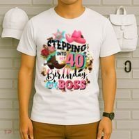 40th Birthday Like A Boss Rodeo Cowboy Funny Cute T-Shirt thumb 6