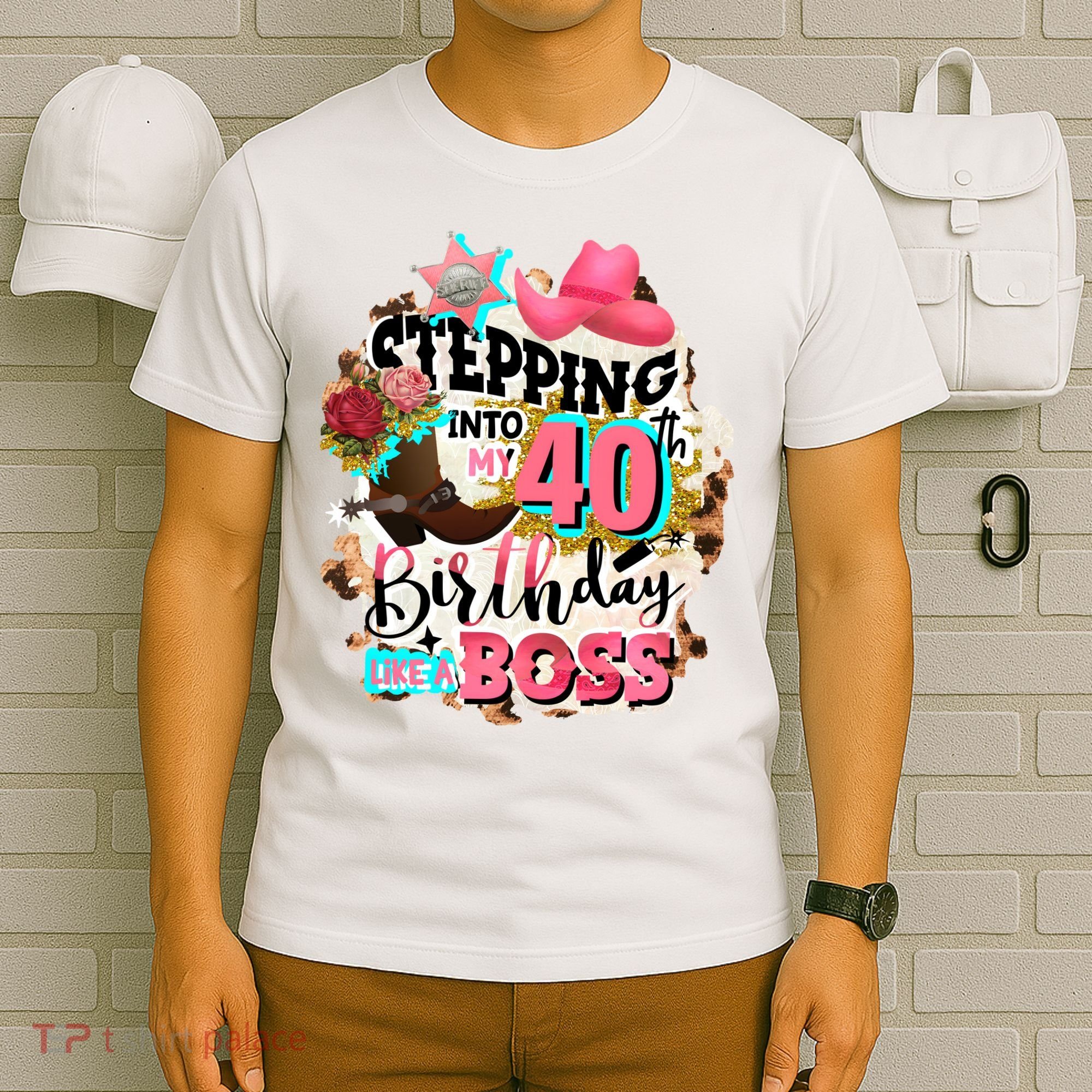 40th Birthday Like A Boss Rodeo Cowboy Funny Cute T-Shirt
