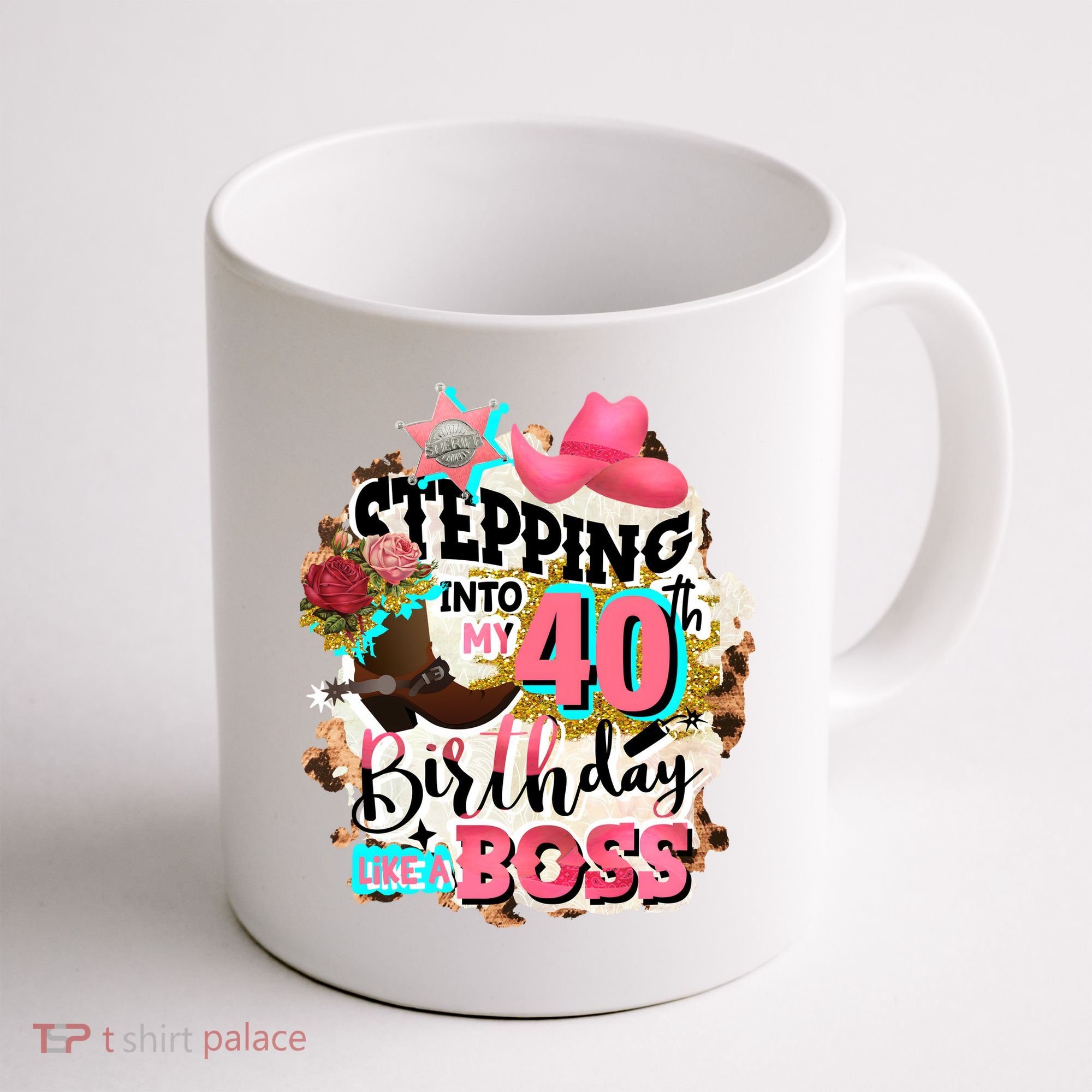 40th Birthday Like A Boss Rodeo Cowboy Funny Cute Coffee Mug