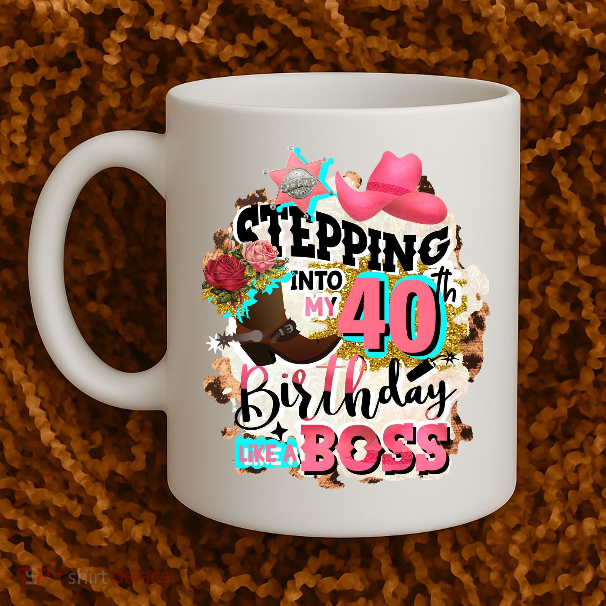 40th Birthday Like A Boss Rodeo Cowboy Funny Cute Coffee Mug