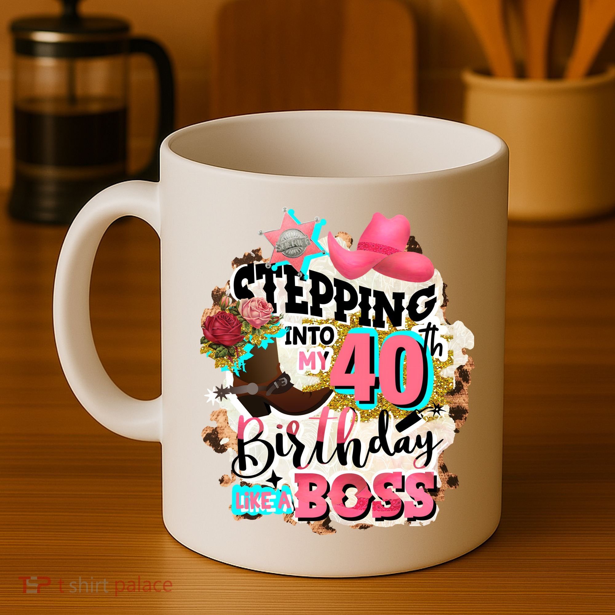 40th Birthday Like A Boss Rodeo Cowboy Funny Cute Coffee Mug