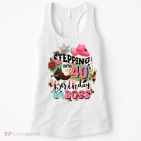 40th Birthday Like A Boss Rodeo Cowboy Funny Cute Women's Tank Top thumb 0