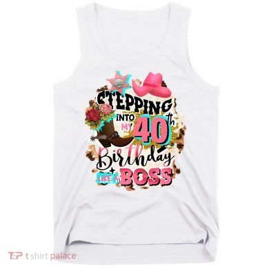 40th Birthday Like A Boss Rodeo Cowboy Funny Cute Tank Top