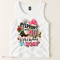40th Birthday Like A Boss Rodeo Cowboy Funny Cute Tank Top thumb 2
