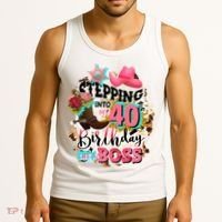 40th Birthday Like A Boss Rodeo Cowboy Funny Cute Tank Top thumb 3