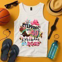 40th Birthday Like A Boss Rodeo Cowboy Funny Cute Tank Top thumb 4