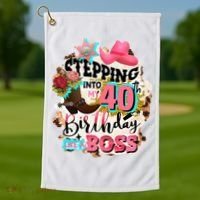 40th Birthday Like A Boss Rodeo Cowboy Funny Cute Golf Towel thumb 1