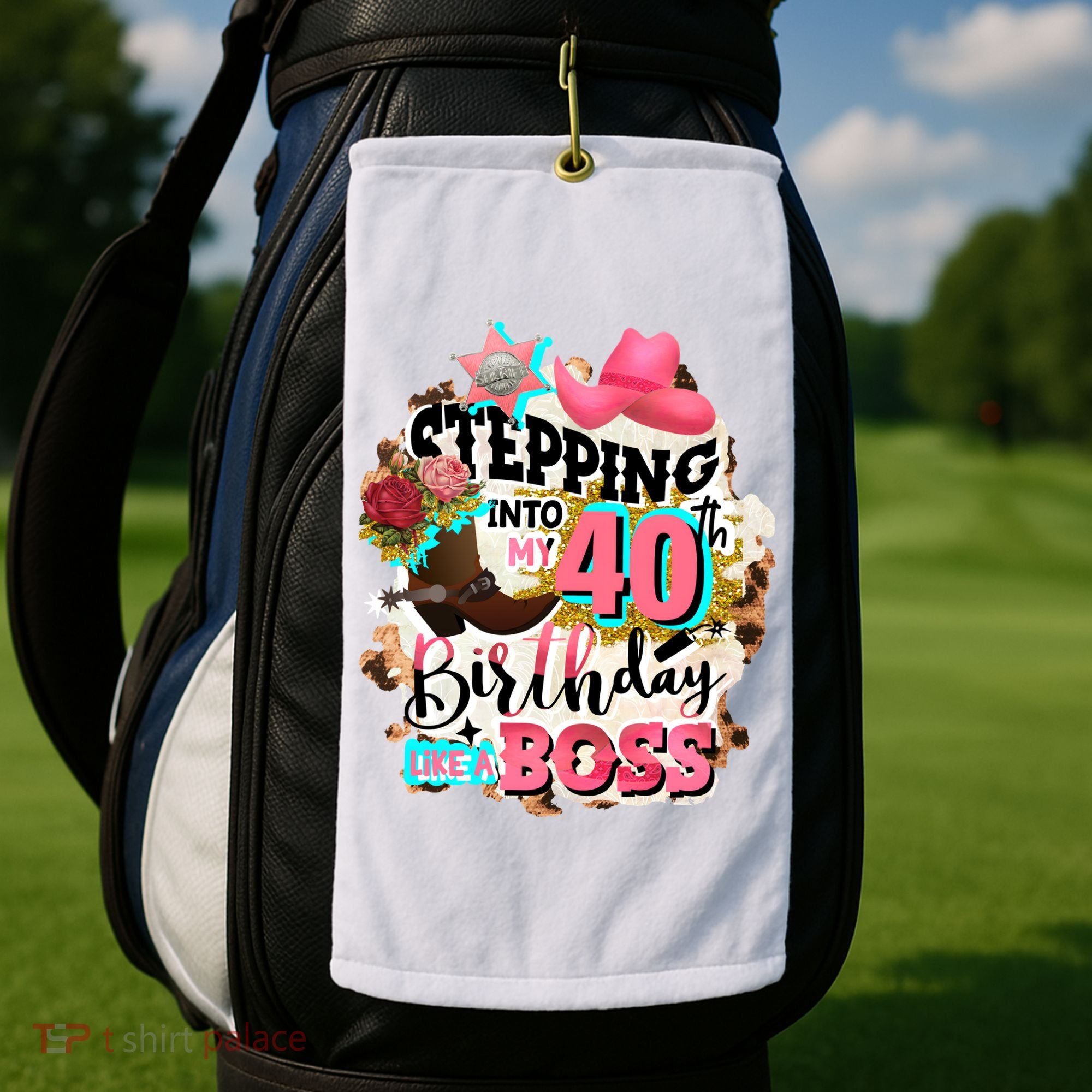 40th Birthday Like A Boss Rodeo Cowboy Funny Cute Golf Towel