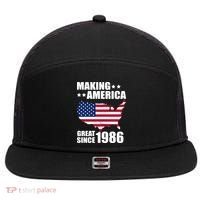 40th Birthday Making American Great Since 1986 7 Panel Mesh Trucker Snapback Hat thumb 0