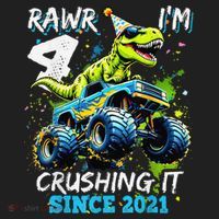 4th Birthday Monster Truck Dinosaur Party Boy Rawr Im 4 Gift Hat thumb 2