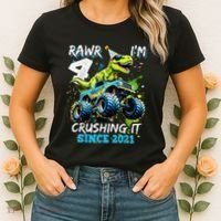 4th Birthday Monster Truck Dinosaur Party Boy Rawr Im 4 Gift Women's T-Shirt thumb 2