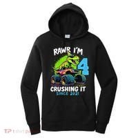 4th Birthday Monster Truck Dinosaur Party Boy Rawr IM 4 Gift Women's Hoodie thumb 0