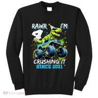 4th Birthday Monster Truck Dinosaur Party Boy Rawr Im 4 Sweatshirt thumb 0
