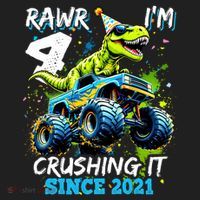 4th Birthday Monster Truck Dinosaur Party Boy Rawr Im 4 Beanie thumb 2