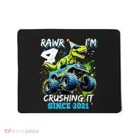 4th Birthday Monster Truck Dinosaur Party Boy Rawr Im 4 Mousepad thumb 0