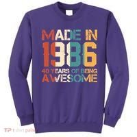 40th Birthday Made In 1986 40 Years Of Being Awesome Sweatshirt thumb 0