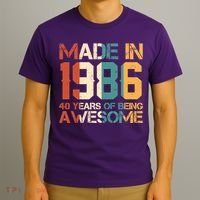 40th Birthday Made In 1986 40 Years Of Being Awesome T-Shirt thumb 3
