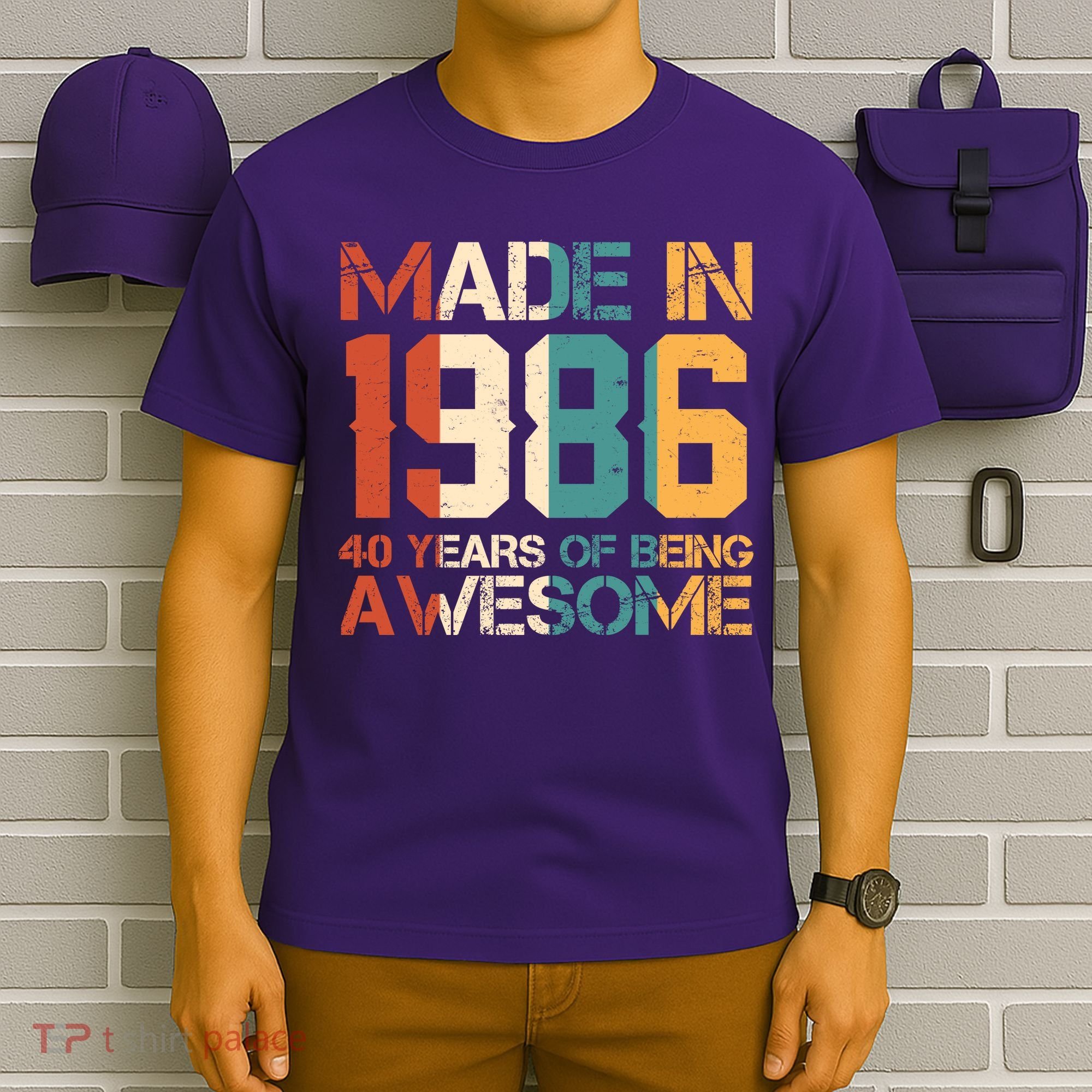 40th Birthday Made In 1986 40 Years Of Being Awesome T-Shirt