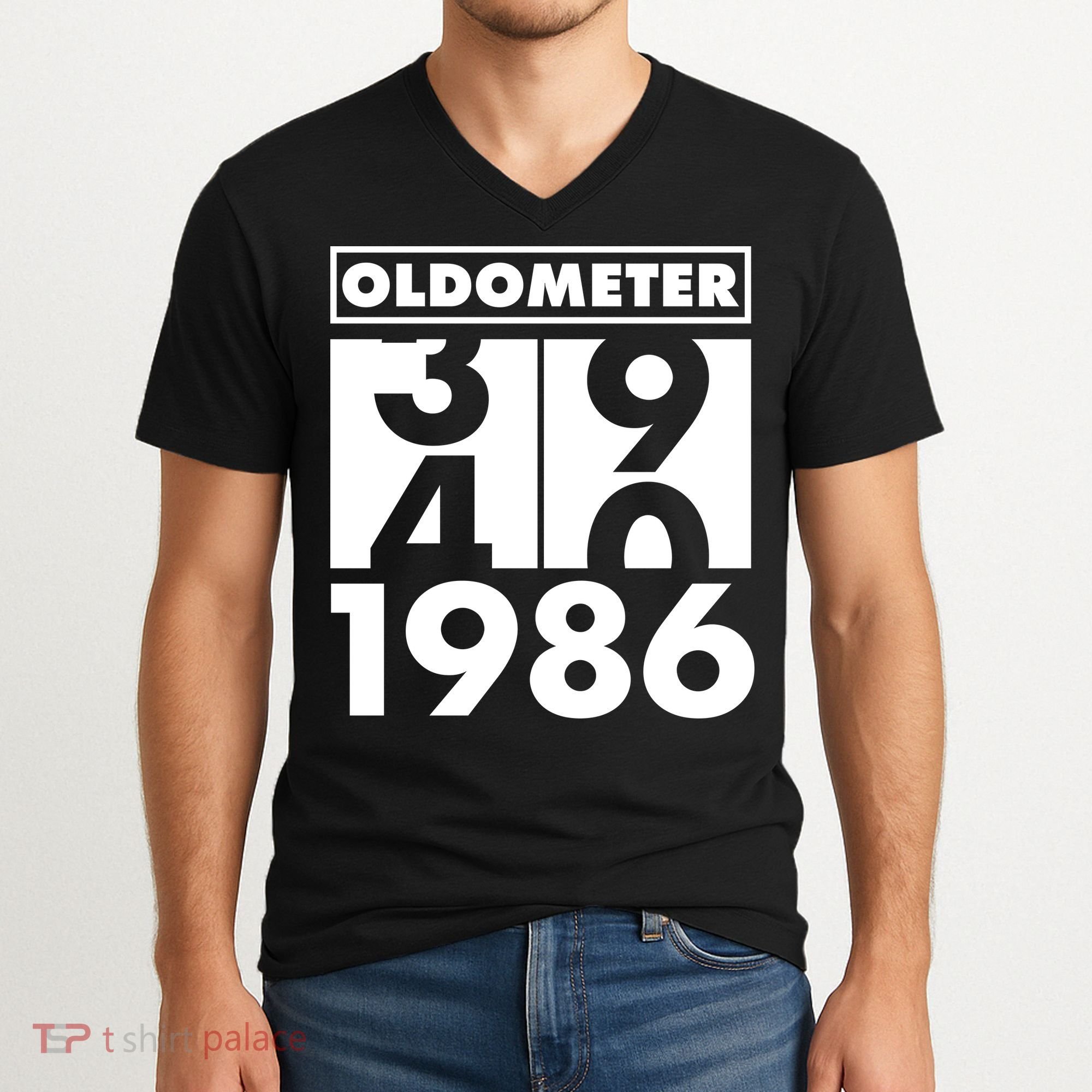 40th Birthday Oldometer 1986 V-Neck T-Shirt