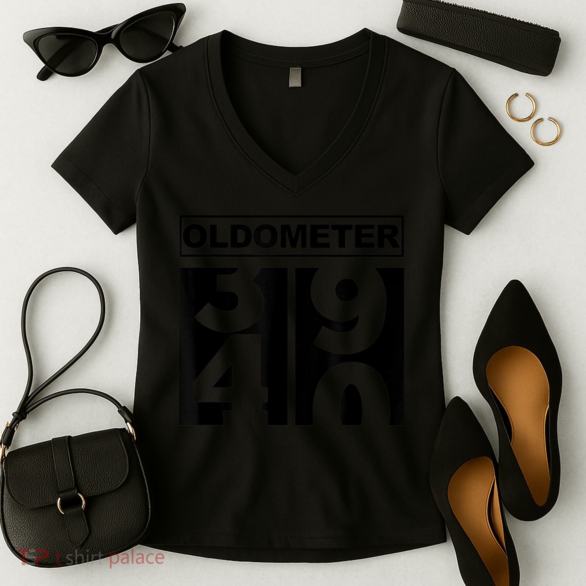 40th Birthday Oldometer 39-40 Women's V-Neck T-Shirt